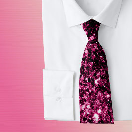 Mörkt rosa falskt glänsande glitter gnistrar slips