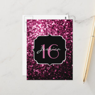 Mörkt rosa falskt glänsande glitter gnistrar Sweet Vykort