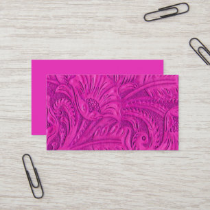 Mörkt rosa lädertryck visitkort