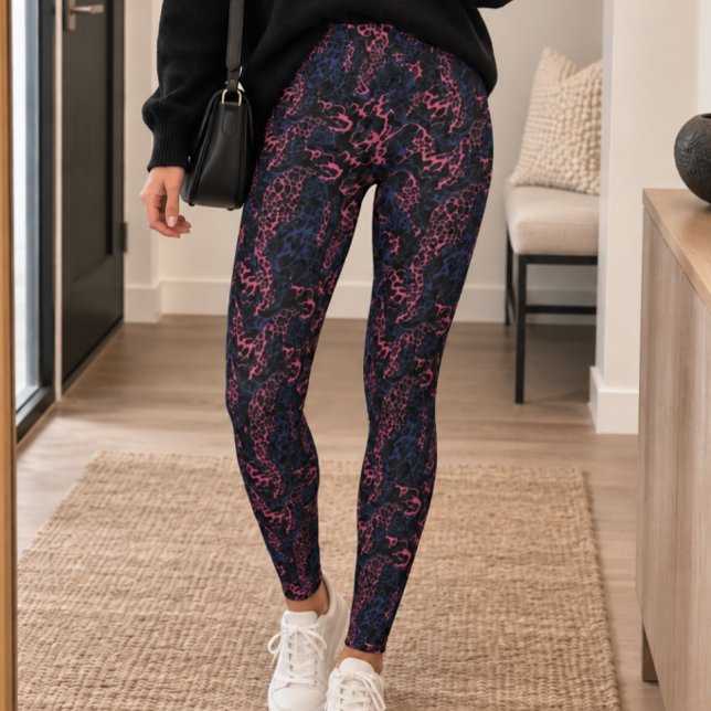 Mörkt Rosa Lila Djurtryck Leggings (Skapare uppladdad)