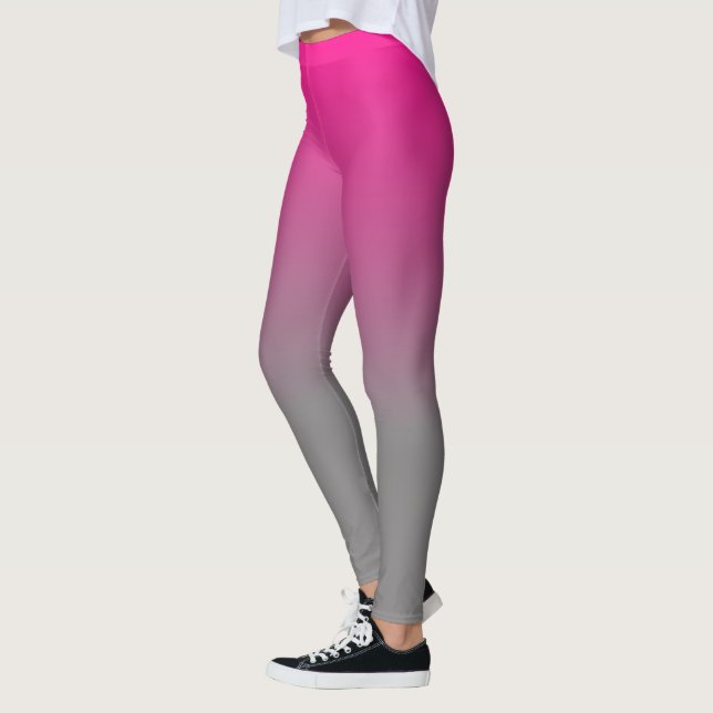 Mörkt rosa och grått ombre-mönster leggings (Vänster)