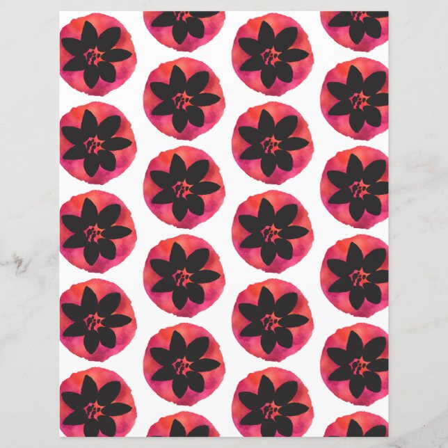 Mörkt Rosa Tropiskt Blommönster Scrapbookpapper (Framsida)