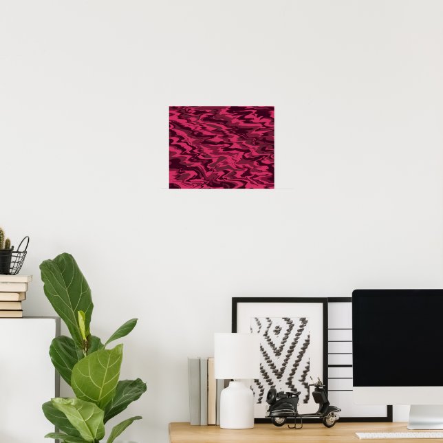 Mörkt Rosa Vågigt Flytande Mönster Poster (Hemmakontoret)