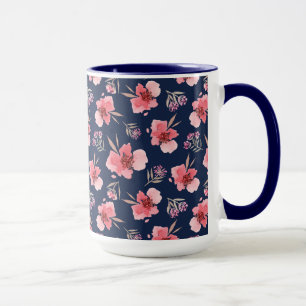 Mörkt rosa vattenfärgmönster mugg