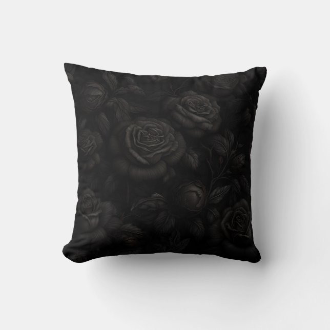 Mörkt Rosdesign Kudde (Framsida)