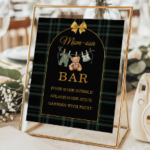 Mörkt rutigt Mom-osa Bar Baby Shower-skylt