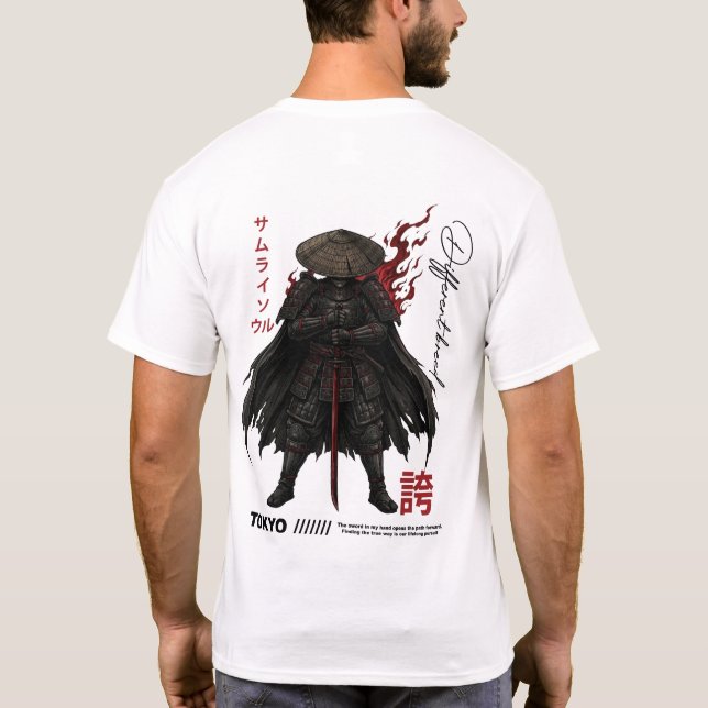 Mörkt Samuraj Krigare Rustning Japansk Gothic Roni T Shirt (Baksida)
