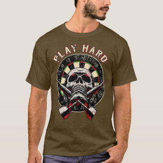 Mörkt-skiva-uppspelning med hård Skullpil, rityta T Shirt