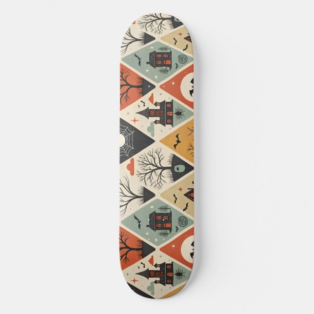Mörkt spök-mönster mini skateboard bräda 18,5 cm (Framsida)