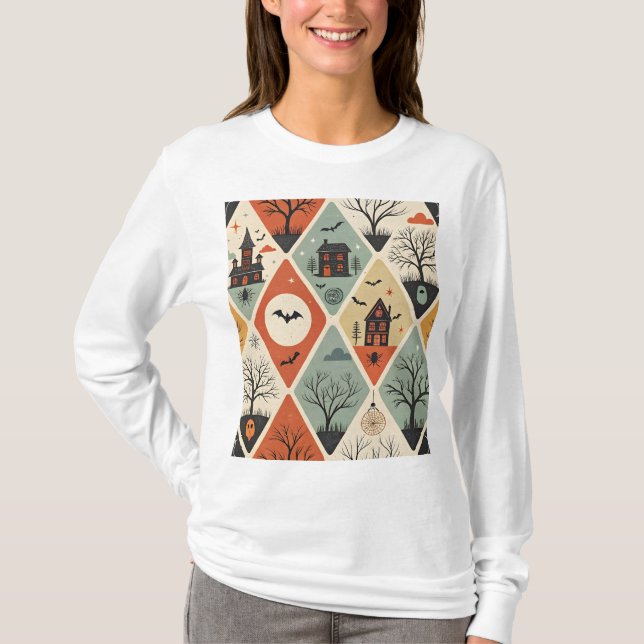 Mörkt spök mönster t shirt (Framsida)