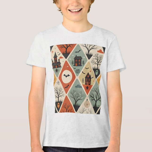 Mörkt spök-mönster t shirt (Framsida)