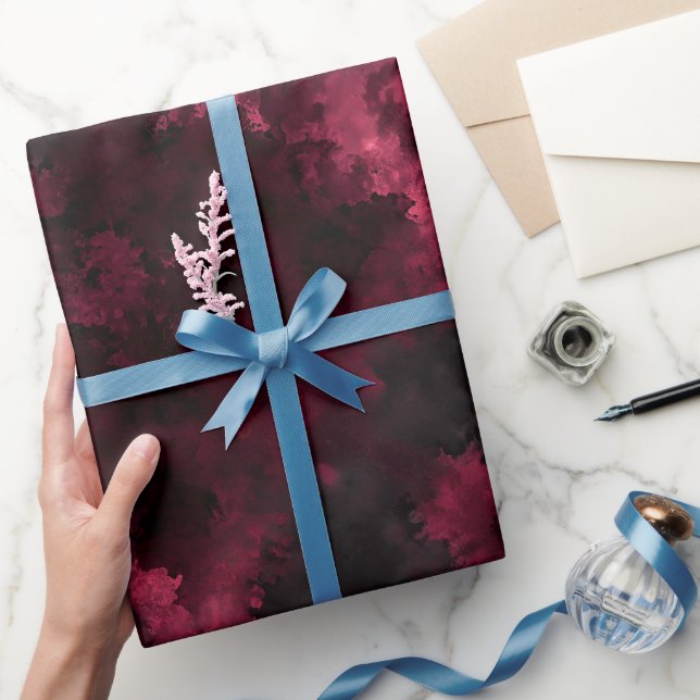Mörkt stämningsfull burgunder vin rök abstrakt mön presentpapper (Gifting)