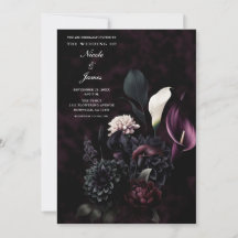 Mörkt stämningsfullt romantiskt blombröllop