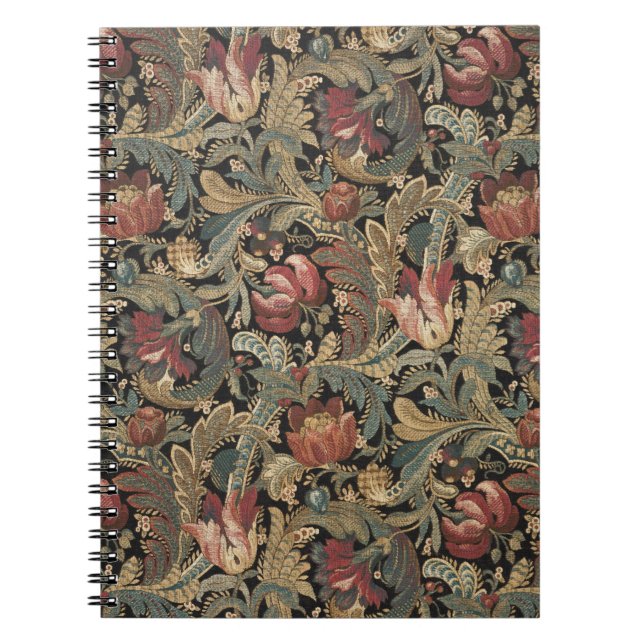 Mörkt stämningsfullt vintage blomster botaniskt mö anteckningsbok (Framsidan)