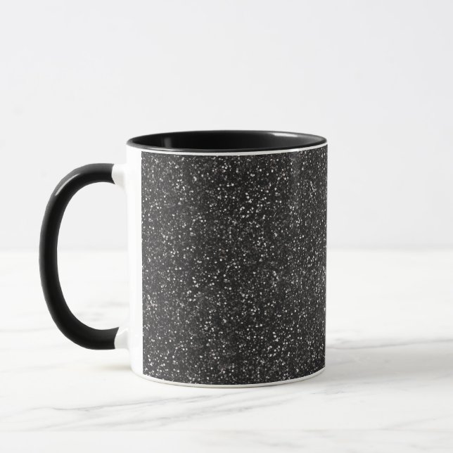 Mörkt stilfullt silvergrå färgglitter mugg (Vänster)