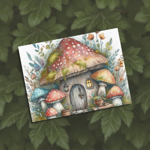 Mörkt svampstuga cottagewitch folklore Whimsical Vykort