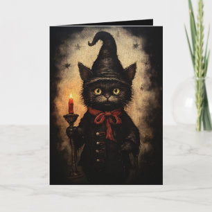 Mörkt svart kattdesign för Halloween, Goth & Ockul Kort