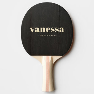 Mörkt Svart Trä Minimal Modern Klassisk Namn Pingisracket