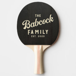 Mörkt Svart Trä Retro Familjenamn & År Pingisracket