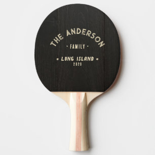 Mörkt Svart Trä Vintage Kust Familjenamn Pingisracket