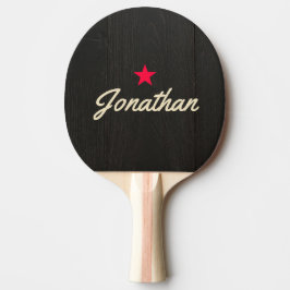 Mörkt Svart Trä Vintage Stjärna Signatur Pingisracket