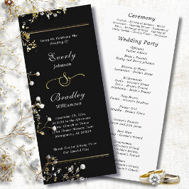 Mörkt Svart Vitt Skript Elegant Minimal Bröllop  Program