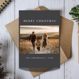 Mörkt Ultra Modern Minimalistisk God Jul Foto Julkort