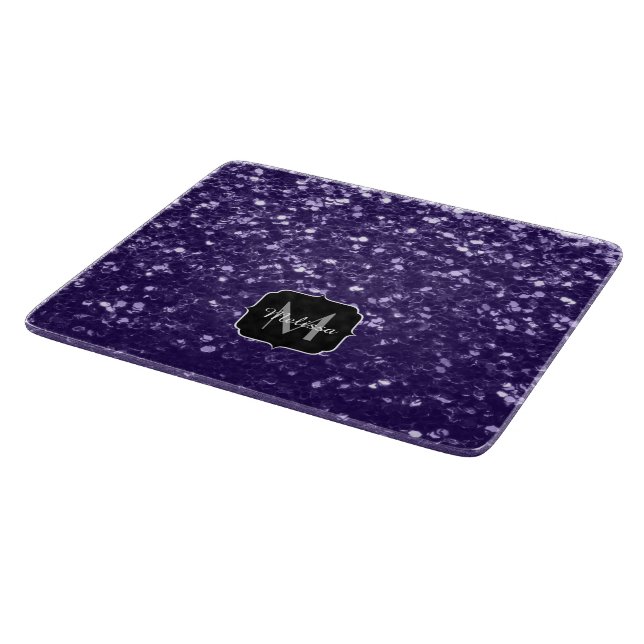 Mörkt ultralila glitter glitterstjärnor Monogram (Hörn)
