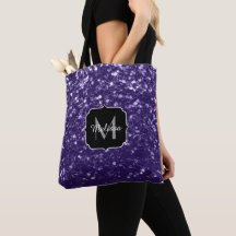 Mörkt ultralila glitter glitterstjärnor Monogram