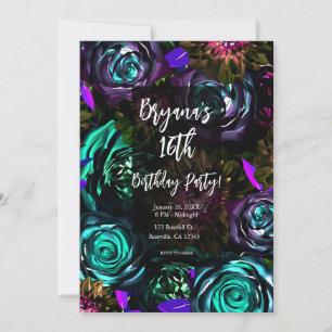 Mörkt Underland Djärvt Glamour Blommor Blommor Fes Inbjudningar