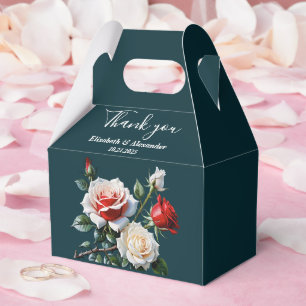 Mörkt Vackert rosa vita röda rosor blommande bröll Presentaskar
