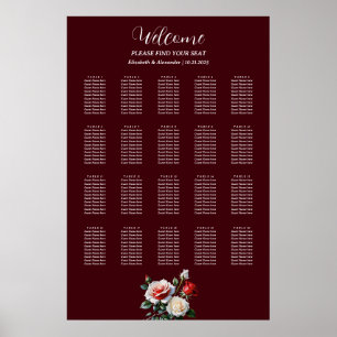 Mörkt Vackert rosa vitt röda rosor sittplan Poster