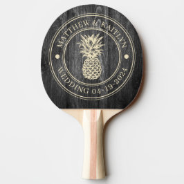 Mörkt Väderbiten Trä Ananas Bröllops Namn Pingisracket