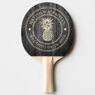 Mörkt Väderbiten Trä Ananas Bröllops Namn Pingisracket