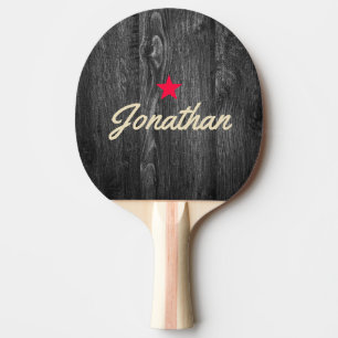 Mörkt Väderbitet Trä Vintage Stjärna Signatur Pingisracket