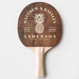 Mörkt valnötsträ Tropisk Ananas Bröllop Pingisracket