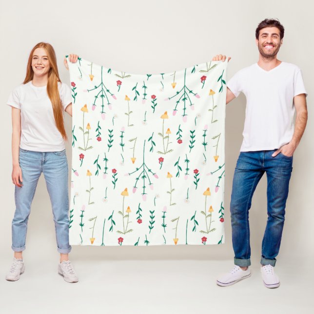 Mörkt Viktorianskt Botaniskt Blommönster Fleecefilt (På plats)