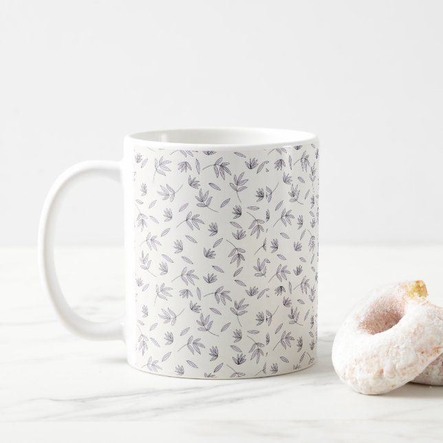 Mörkt Viktorianskt Botaniskt Blommönster Kaffemugg (Med munk)