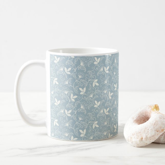 Mörkt Viktorianskt Botaniskt Blommönster Kaffemugg (Med munk)