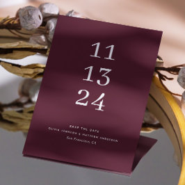 Mörkt vin Höst Hoch | Minimalistisk Burgundy Plomm Spara Datumet