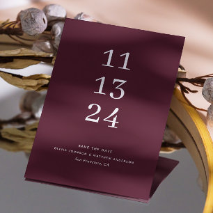 Mörkt vin Höst Hoch Minimalistisk Burgundy Plomm Spara Datumet