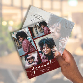 Mörkt vinröd foto examensfest inbjudan