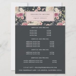 Mörkt Vintage Blommigt Logo Pris Flyer