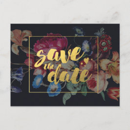 Mörkt Vintage Blommotiv | Spara datum vykort