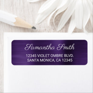 Mörkt violett lila ombré borstat folie returadress etikett