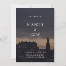 Mörkt vykort för Edinburgh med rädda datumet | got