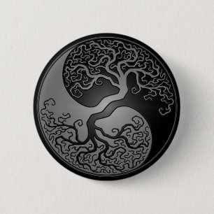 Mörkt Yin Yang träd Knapp