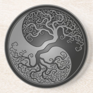 Mörkt Yin Yang träd Underlägg