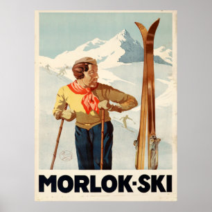 Morlok Ski Austria Vintage resor Poster