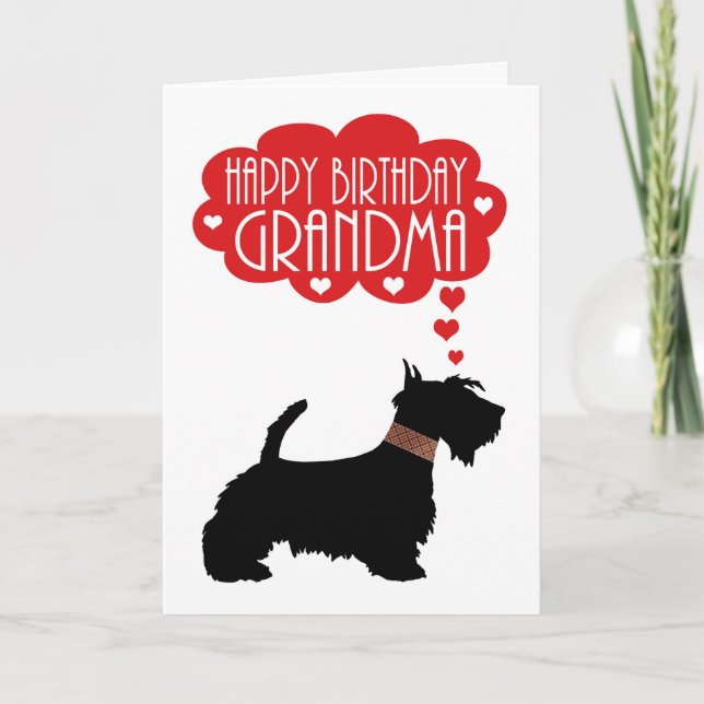 Morma Birthday med Silhouette Scottish Terrier Kort (Framsida)